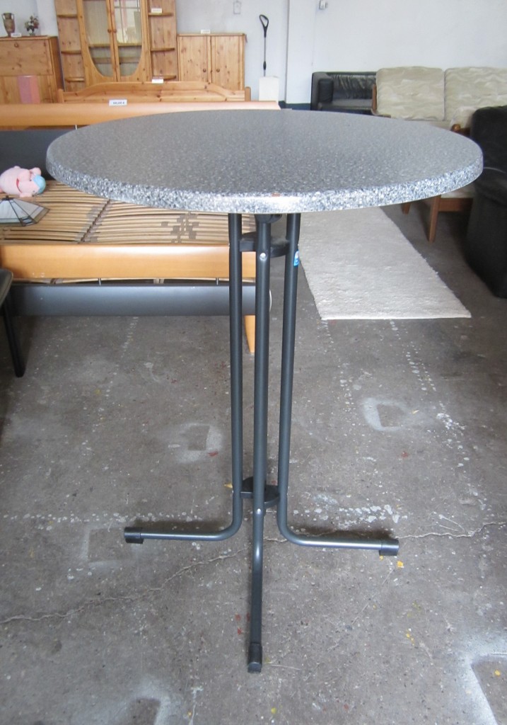 Bistro-Tisch rund grau,  Ø 80 cm, Höhe 110 cm,  Preis: 10,- €