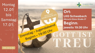 Gott ist treu (Anke liegt auf dem Sand vor dem Meer in der Sonne)