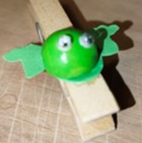 Wäscheklammer mit grünem Froschkopf