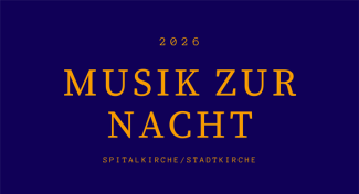 Schriftzug orange auf blau Musik zur Nacht
